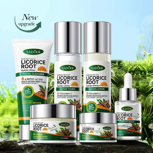 Sadoer Licorice Root Whitening Skin Care Set – Brightening & Even-Tone 5-Step Facial Kit (Original)